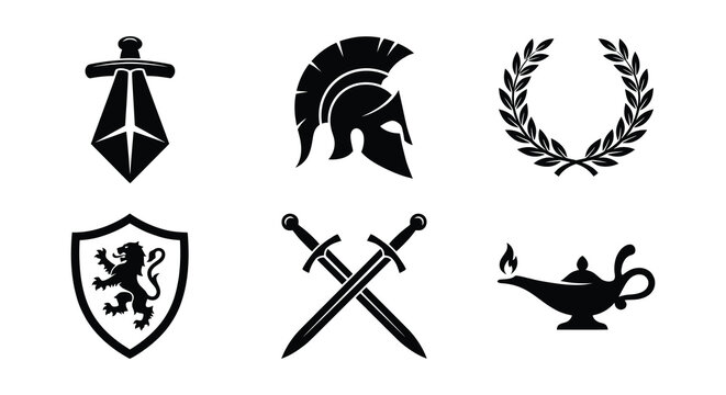 Variety Of Swords Black Silhouette Vector Illustration On White Background