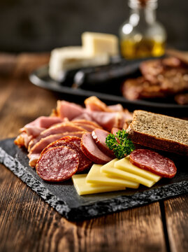 Rustic Charcuterie Board with Cheese and Smoked Meats &ndash; AI Generative