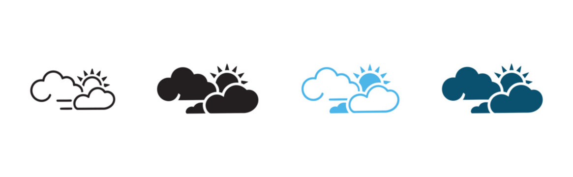 Climate capture multiple style icon design vector, cloud with sun capture grid weather monitoring climate data tracking atmospheric condition symbol