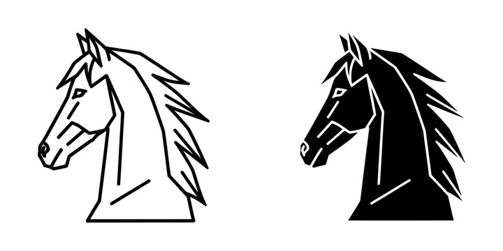 Horse head profile black and white vector illustration with animal head silhouette illustration majestic minimalist creative stallion thoroughbred