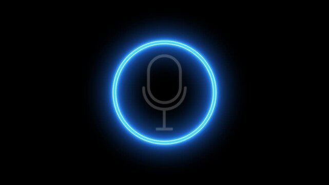 Voice recording podcast microphone button music, graphic, technology, vector, 4k video.