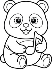 Fototapeta premium Cute panda bear holding music note