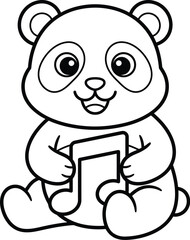 Obraz premium Cute panda bear holding tablet