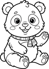 Fototapeta premium Cute little panda bear with scarf
