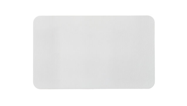 Blank white rectangular plastic card with rounded corners, isolated on transparent background