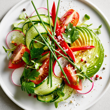 Artistic Healthy Vegetable Salad Composition &ndash; AI Generative