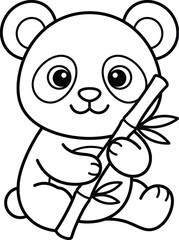 Obraz premium Cute panda bear holding bamboo