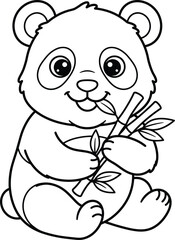 Obraz premium Cute panda bear holding bamboo