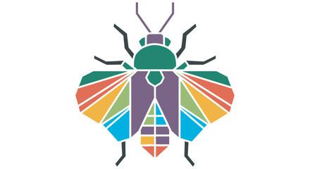 Naklejka premium Geometric Bee Illustration With Colorful Wings On A White Background