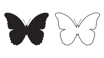 Butterfly Silhouette And Outline Black And White Graphic © FARISTA