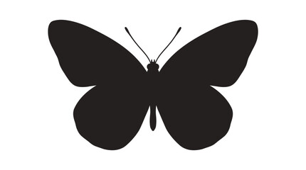 Black butterfly silhouette on a white background simple insect shape © FARISTA