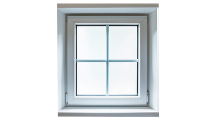 Obraz premium White framed window with four panes, isolated on transparent background