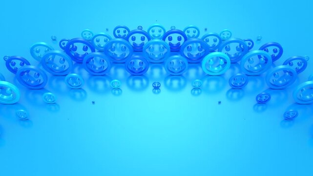 Smiles Form a Wave. Abstract motion, two color, 3d rendering, 4k resolution
