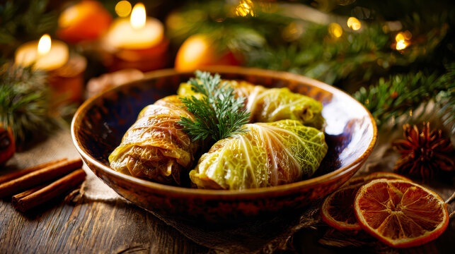 Christmas Eve Stuffed Cabbage Rolls &ndash; AI Generative