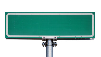 Blank green rectangular road sign with white border, isolated on transparent background © Jonathan
