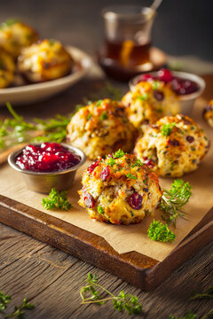 Savory Stuffing Balls with Herbs and Cranberries &ndash; AI Generative