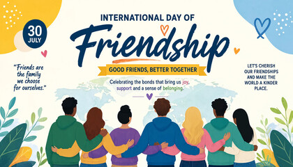 Naklejka premium International day of friendship illustration with diverse group of friends standing together