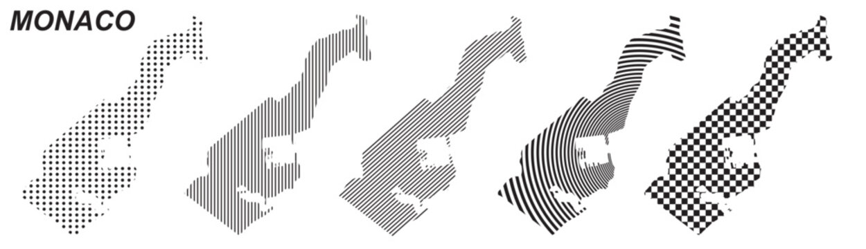 Monaco map infographic simple design element, black abstract geometric pattern icon style Monaco country landscape outline shape vector illustration