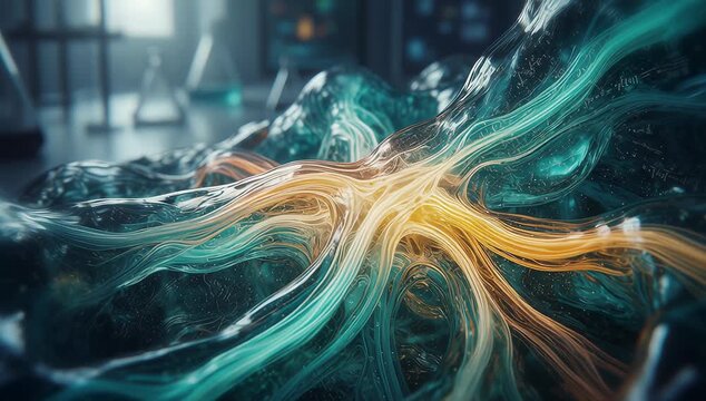 Colorful Swirling Fluid Dynamics in a Modern Laboratory Environment