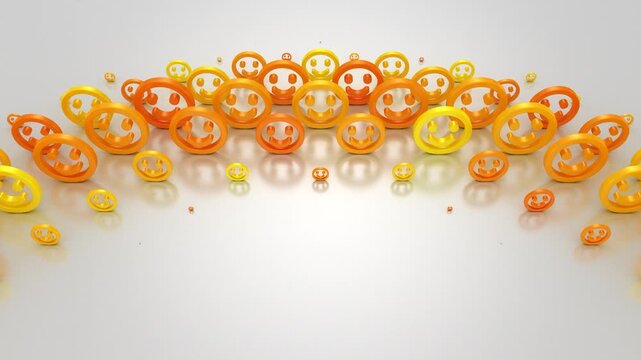 Smiles Form a Wave. Abstract motion, two color, 3d rendering, 4k resolution
