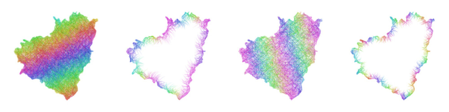 Rainbow color sketch Samara map design set
