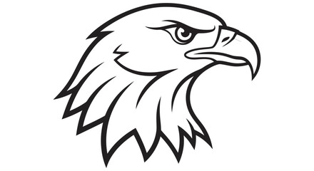 Fototapeta premium Eagle Head Silhouette Black And White Line Art On White Background