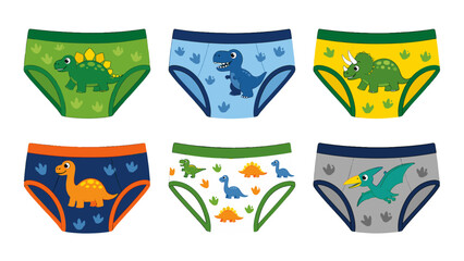Set of cartoon dinosaur underwear designs for children © Alan