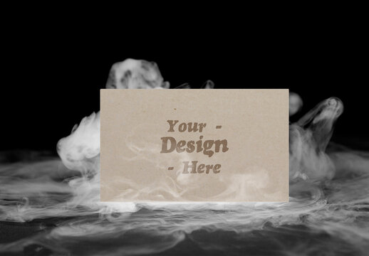 Customizable Card Mockup Amidst Smoke PSD