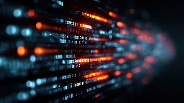 Flowing binary code abstract digital information concept