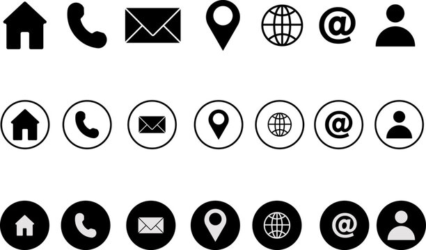 Web communication and navigation icons set in black and white