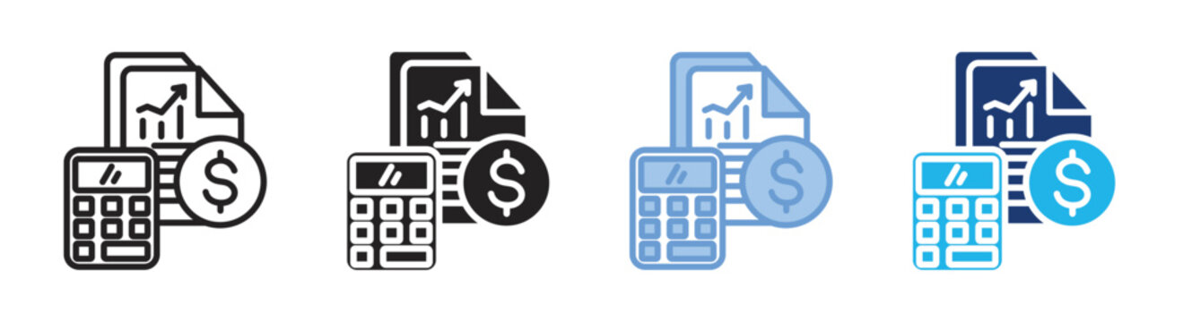 Financial statement icon set multiple style collection