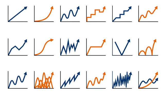 Various types of graphs illustrating data trends and patterns  