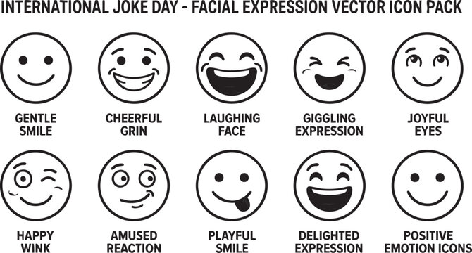  International Joke Day Facial Expression Vector Icon Pack