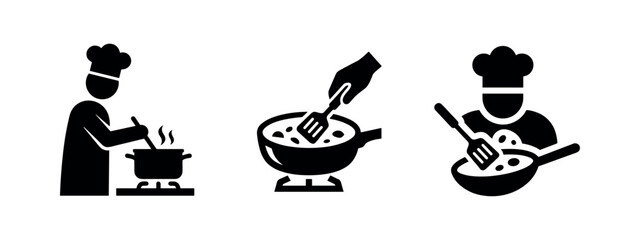 Obraz premium Chef and cooking icons, various kitchen scenes