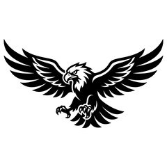 Obraz premium Black and white eagle illustration graphic.