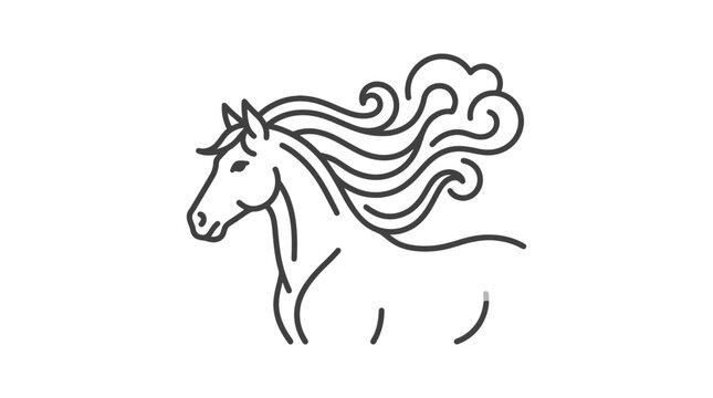 Horse head with flowing mane profile.