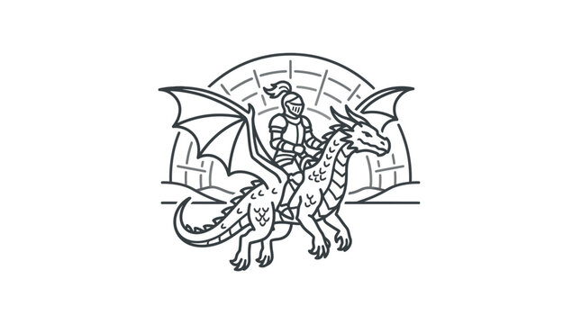 Knight Riding Large Dragon Creature.