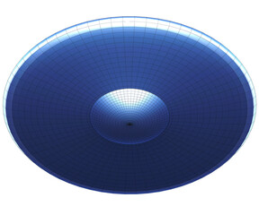 Y2K Blue UFO Flying Saucer Underside Dish Bottom View 3D © Natcat