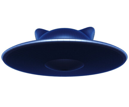 Y2K Blue Cat Ear UFO Flying Saucer Low Angle Hovering 3D