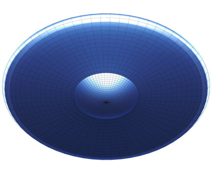 Y2K Blue UFO Flying Saucer Underside Dish Bottom View 3D