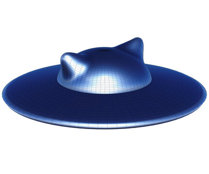 Y2K Chrome Cat UFO Saucer with Alien Cat Mascot Wide Scene 3D