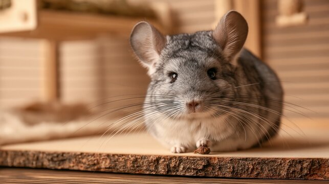 Adorable Chinchilla in Cozy Setting