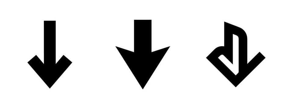Down Arrow Icons Set. Download, Bottom, and Decrease Symbols