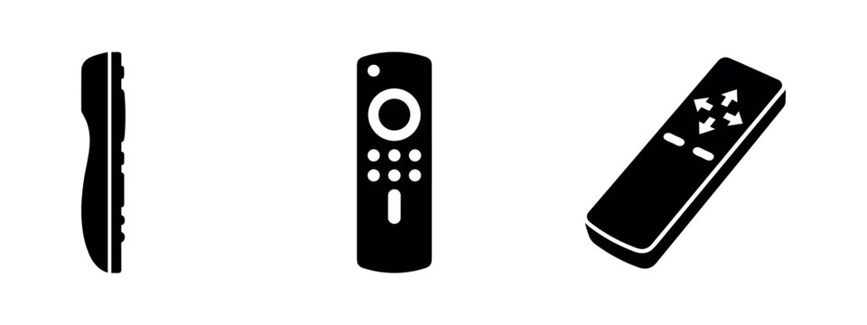 Remote control icons. Universal TV or device remote controllers. Concepts of smart home, entertainment, and technology.