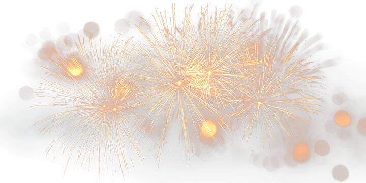 Colorful Fireworks Burst with Sparkling Holiday Light Effects PNG