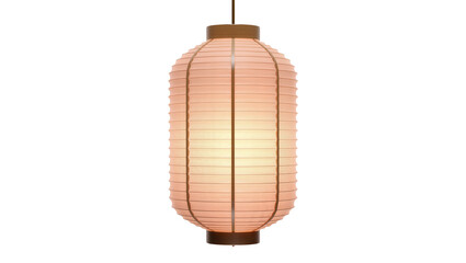 Traditional Japanese paper lantern with wooden frame illuminated, isolated on transparent background © Jonathan