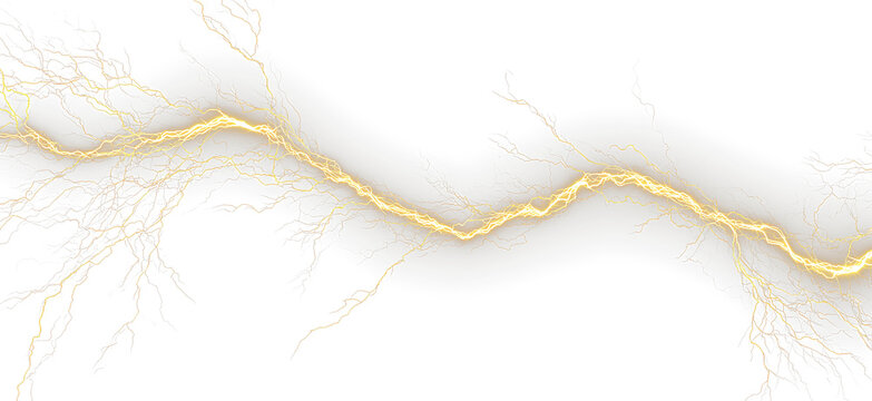 Glowing Yellow Electric Discharge Effect on Transparent Background PNG