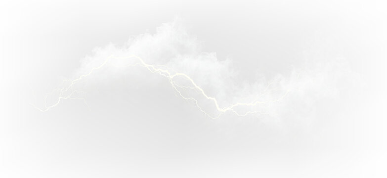 Yellow Plasma Lightning Strike with Dynamic Smoke Trails PNG