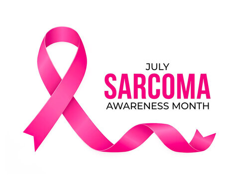 July sarcoma awareness month pink ribbon symbol