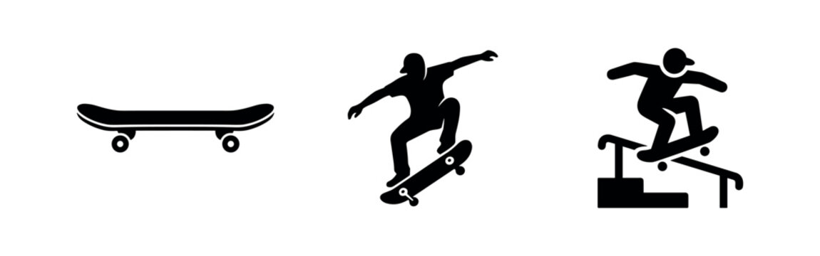 Skateboard and Skateboarding Icon Set